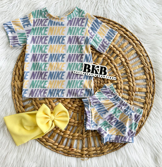 Purple,yellow,green,bluenike T-Shirt & shorties set