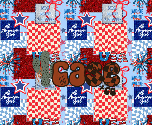 All American girl, red, white, and boujee patchwork