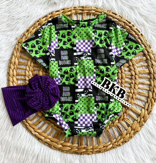 Beetlejuice patchwork tee romper