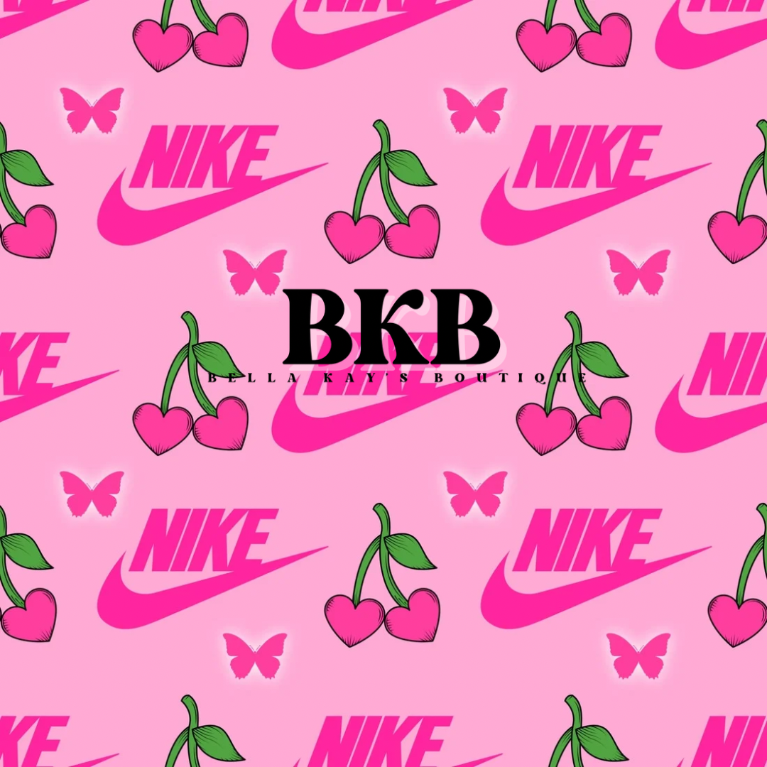 Pink swoosh cherries & butterflys