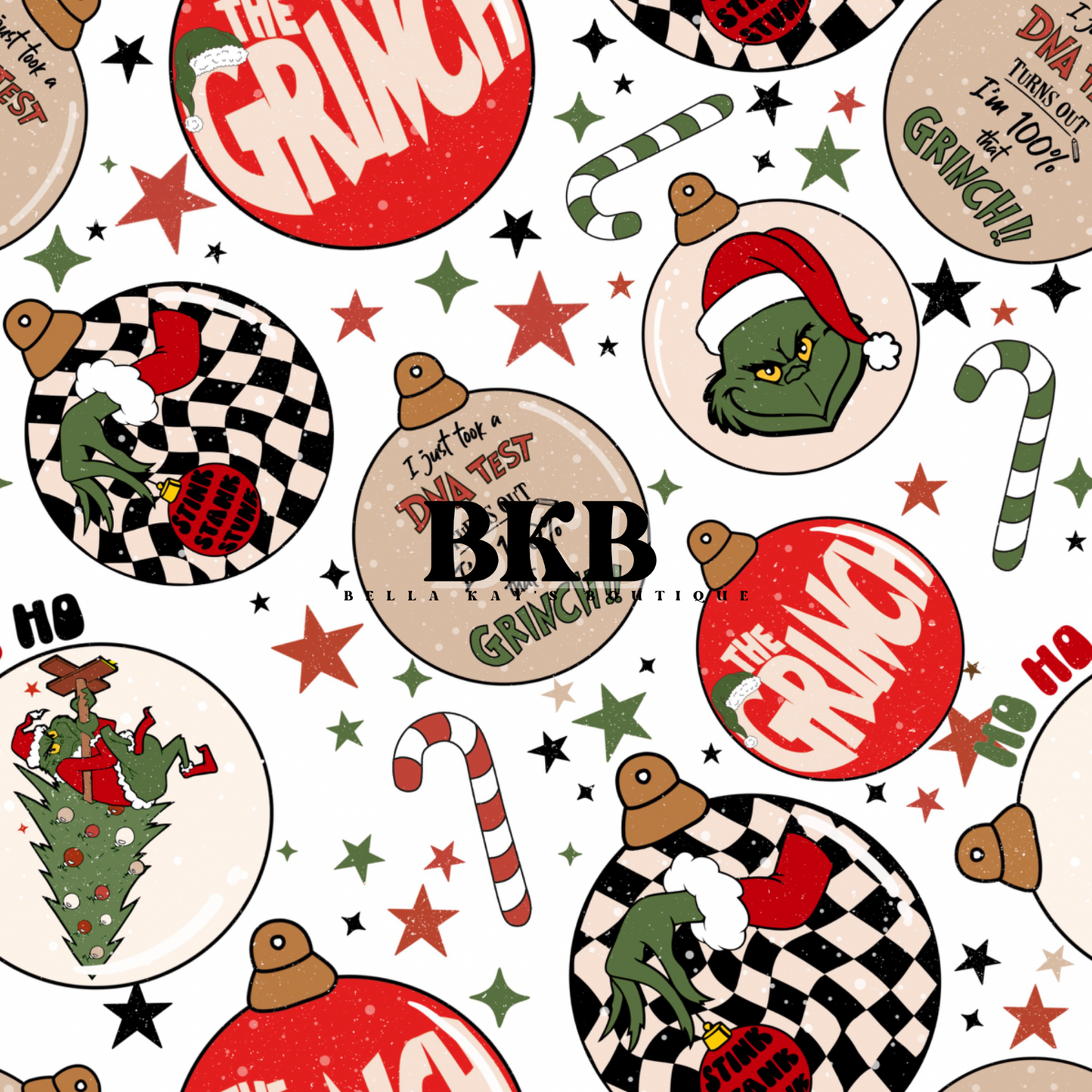 Checkered ornamentgrinch Long sleeve romper