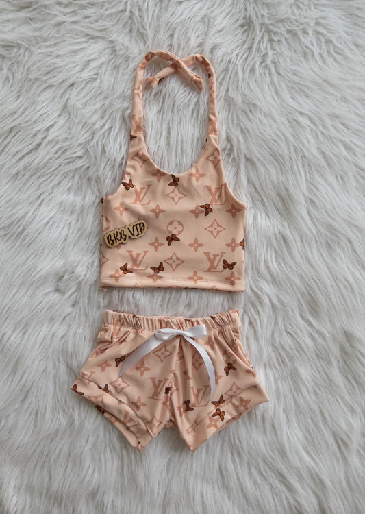 Tanbutterflylv Halter Top & shorties (l
