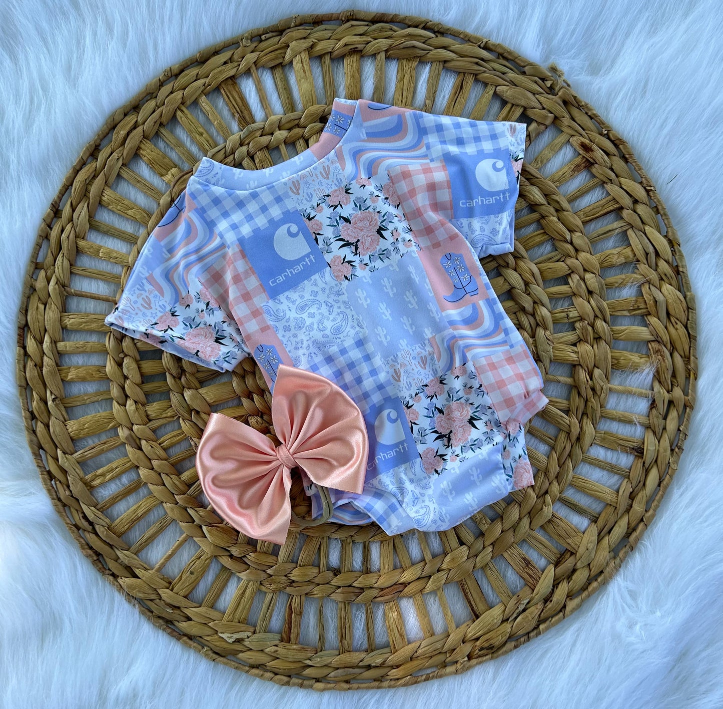 Pink floralcarhartt tee romper