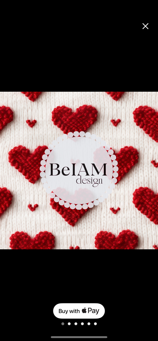 3d white w red hearts