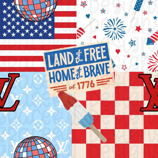 Land of the free home of the bravelv patchwork