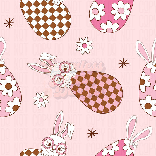 Checkered & floral bunny eggs