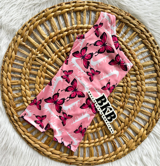 Pink butterfly Nikedrip one shoulder romper