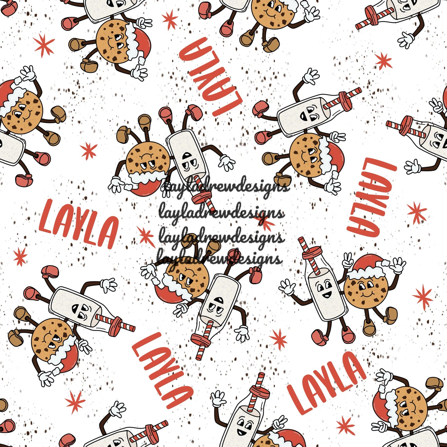 CUSTOM NAME CHRISTMAS milk & cookies white