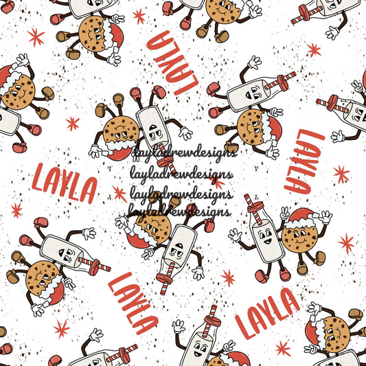 CUSTOM NAME CHRISTMAS milk & cookies white