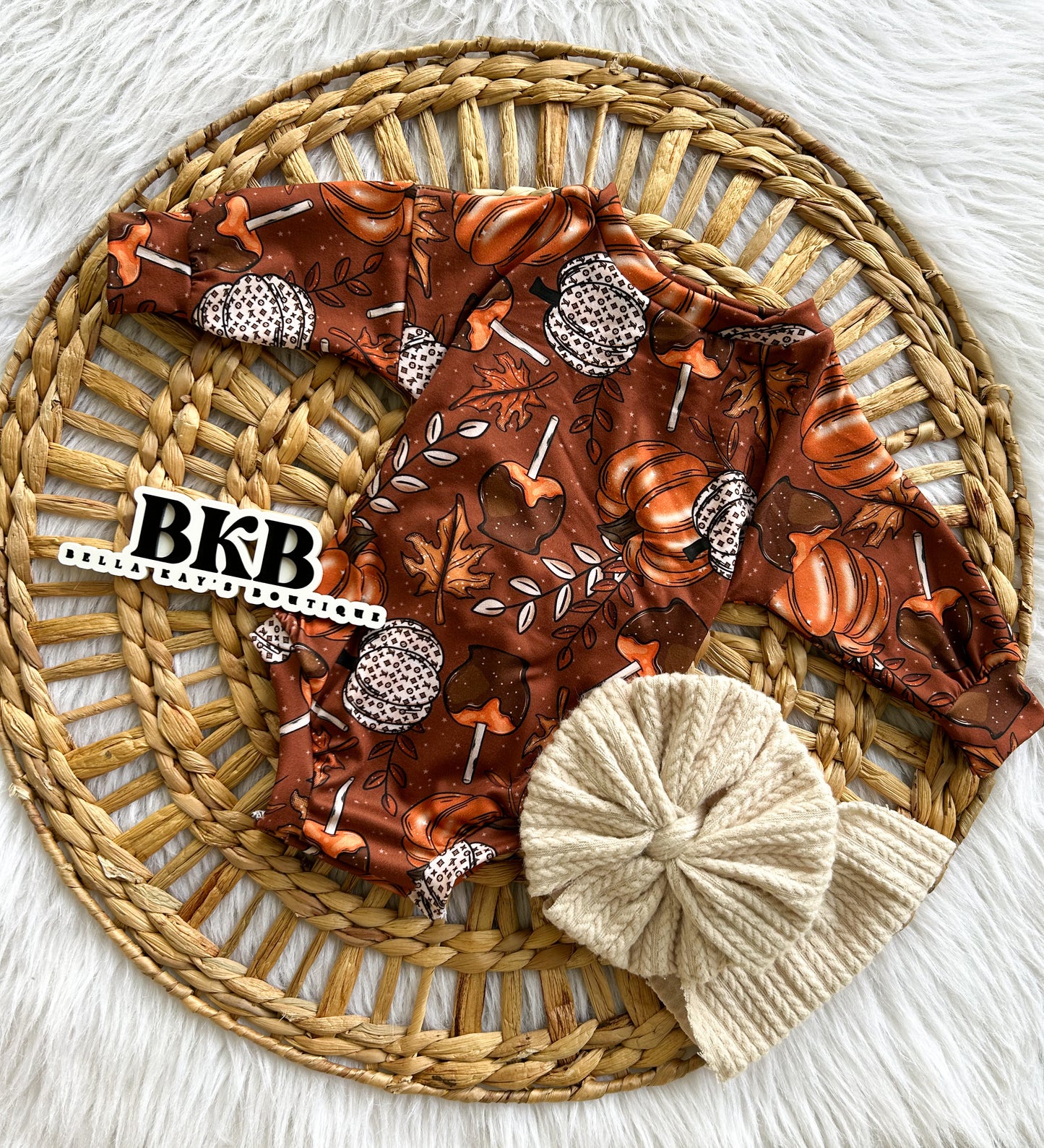 Boujee fall dipped apples LONG SLEEVE ROMPER