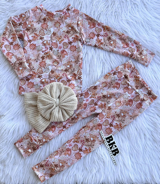 Pink ginger bread long sleeve & pants lounge set