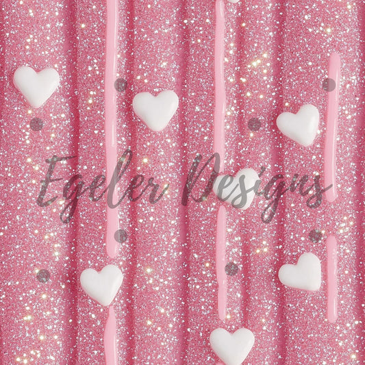 White 3d pink sparkle