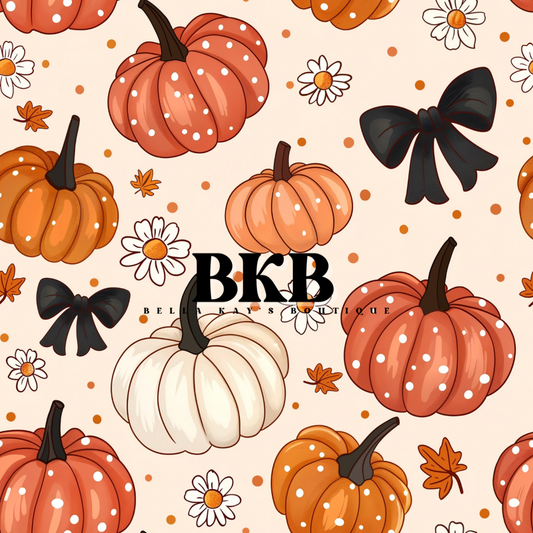 Pumpkin and black bows Long sleeve romper