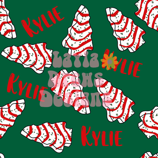 Adult CUSTOM NAME Christmas dark green Christmas cakes