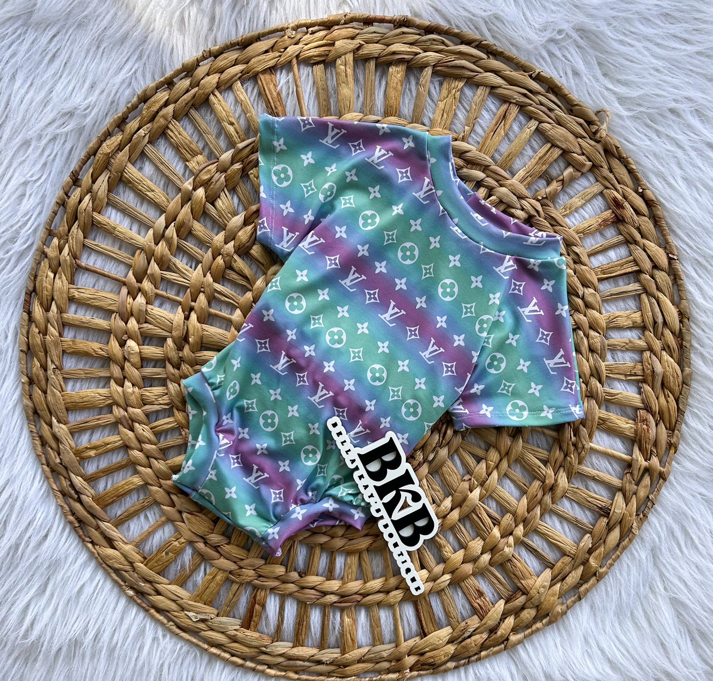 Green & purple Ombrelv tee romper