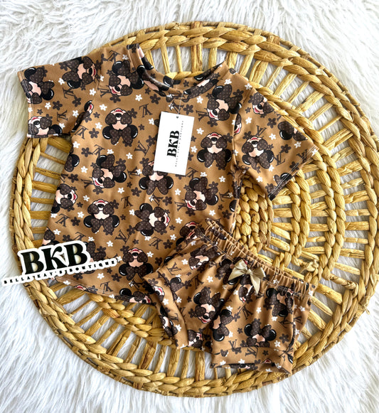Boujee Minnie T shirt & Shortie set