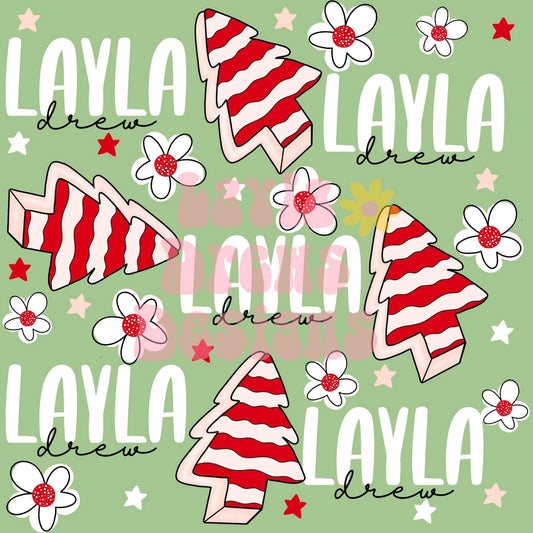 CUSTOM NAME CHRISTMAS sage green Christmas cakes