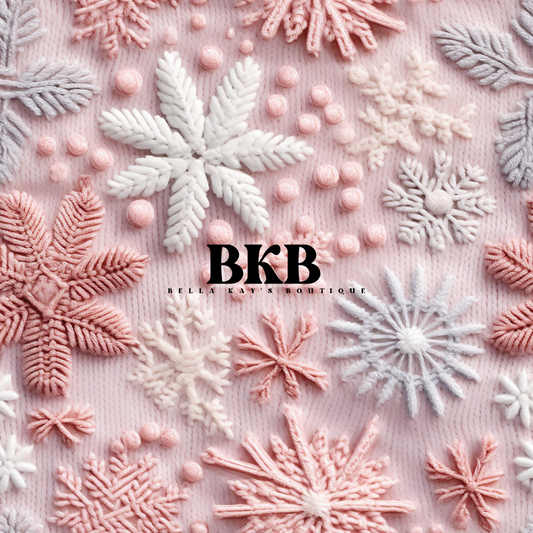 Pink embroidery snowflake Christmas