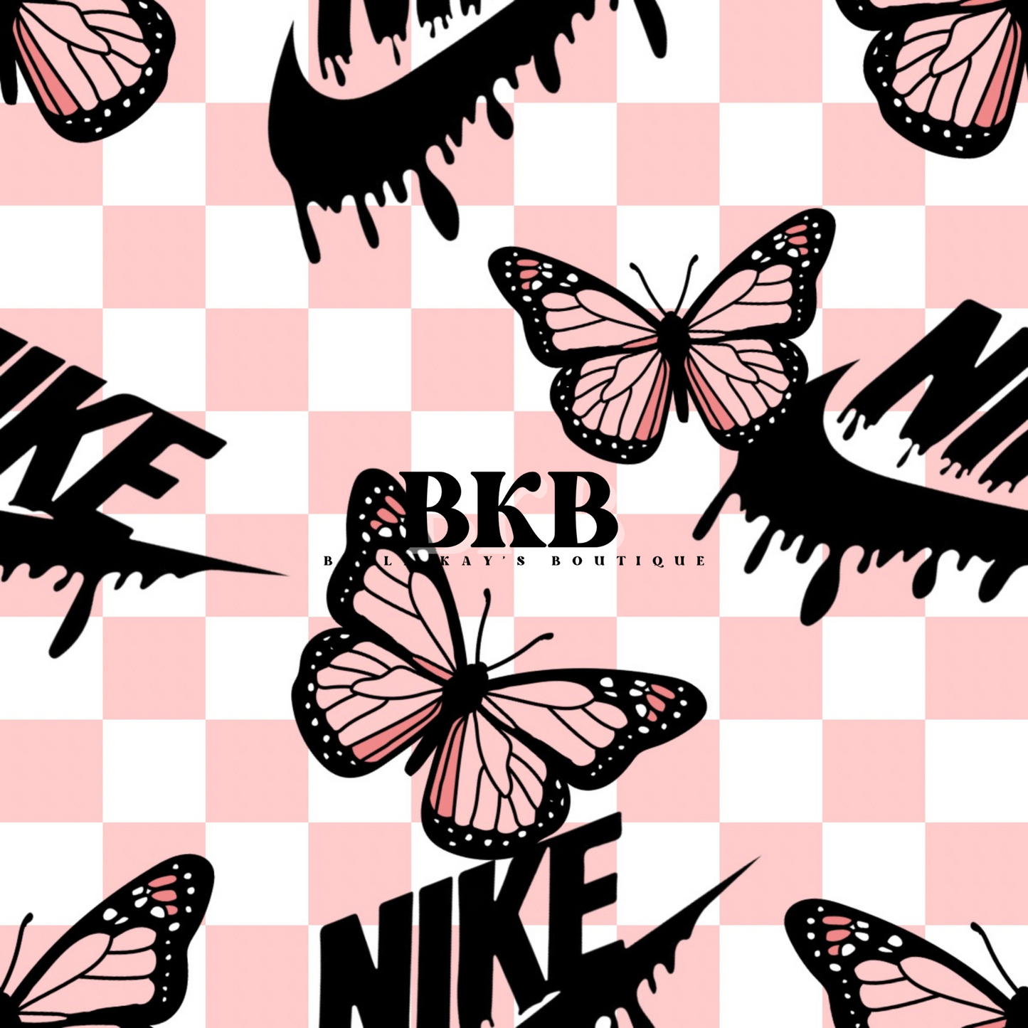 Pink checkered butterfly drip NLS
