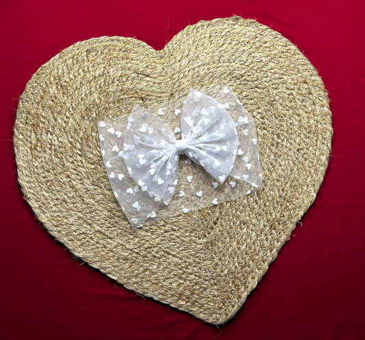 5in headwrap white w white hearts mesh RTSV