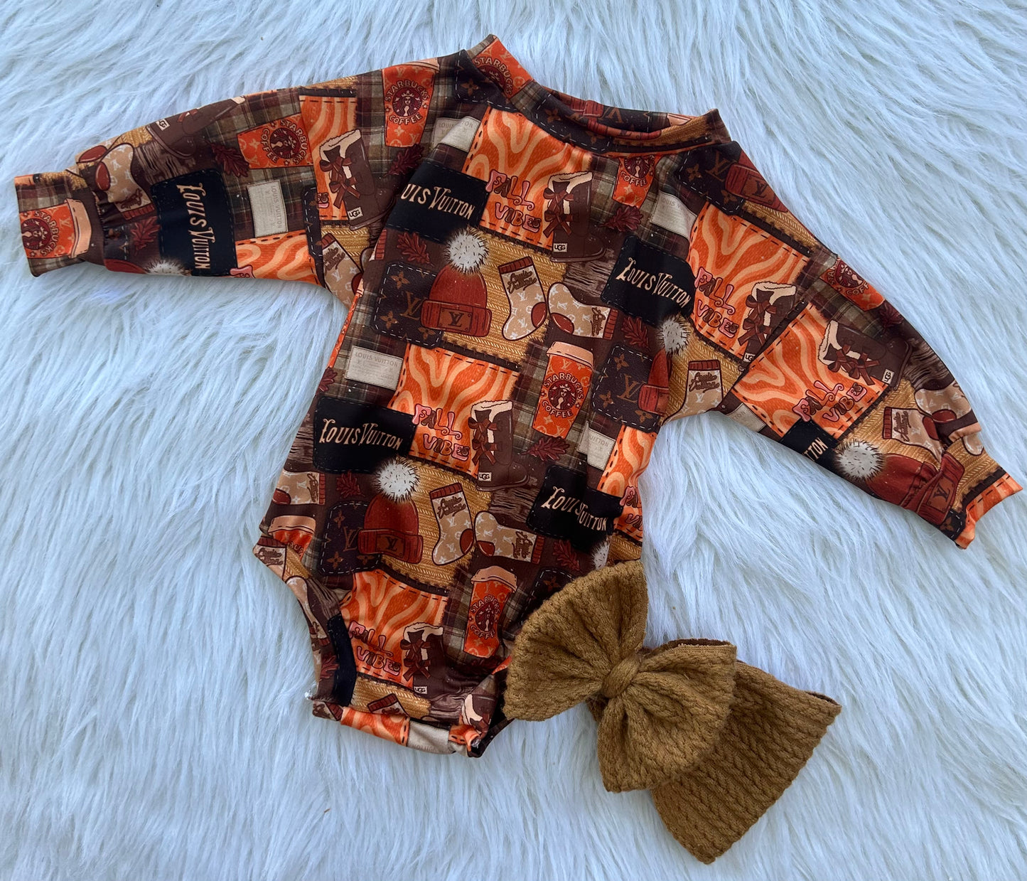 Fall PatchworkLV/UGG LONG SLEEVE ROMPER