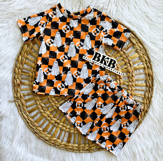 Boy t shirt & boy short set checkered ghostlv