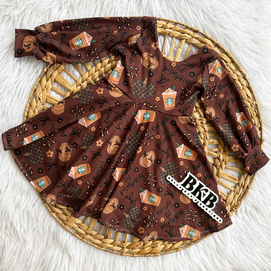 Brown Boujee little pumpkin brielle w bishop sleeves
