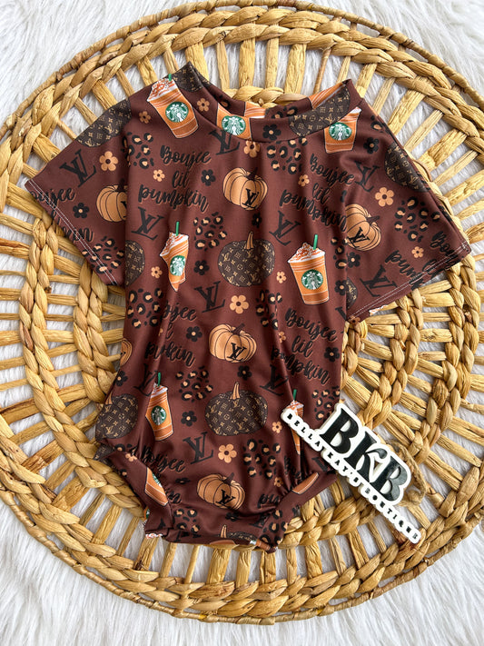 Brown Boujee little pumpkin tee romper