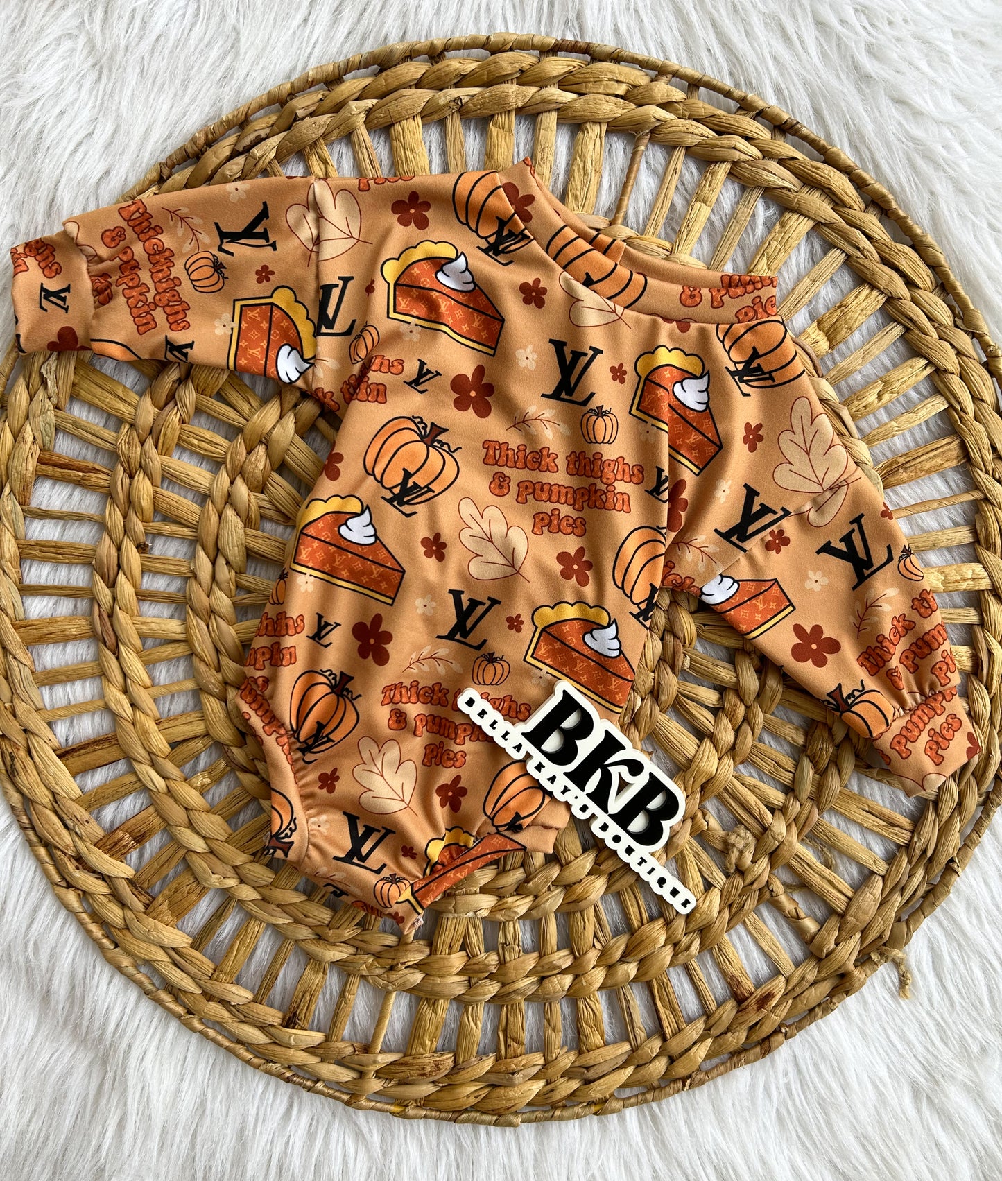 Thick thighs & pumpkin pies long sleeved romper