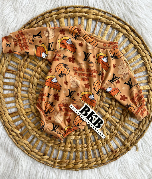 Thick thighs & pumpkin pies long sleeved romper
