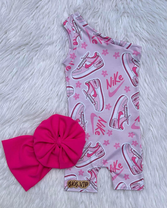 Nikepink shoe one shoulder romper