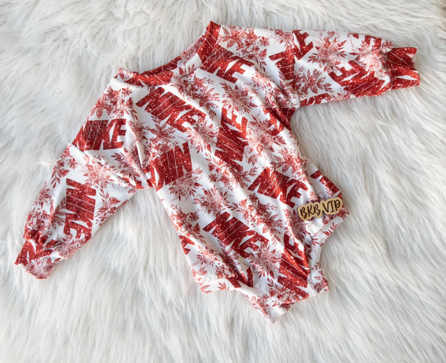 Red nike floral sparklenike LONG SLEEVE ROMPER